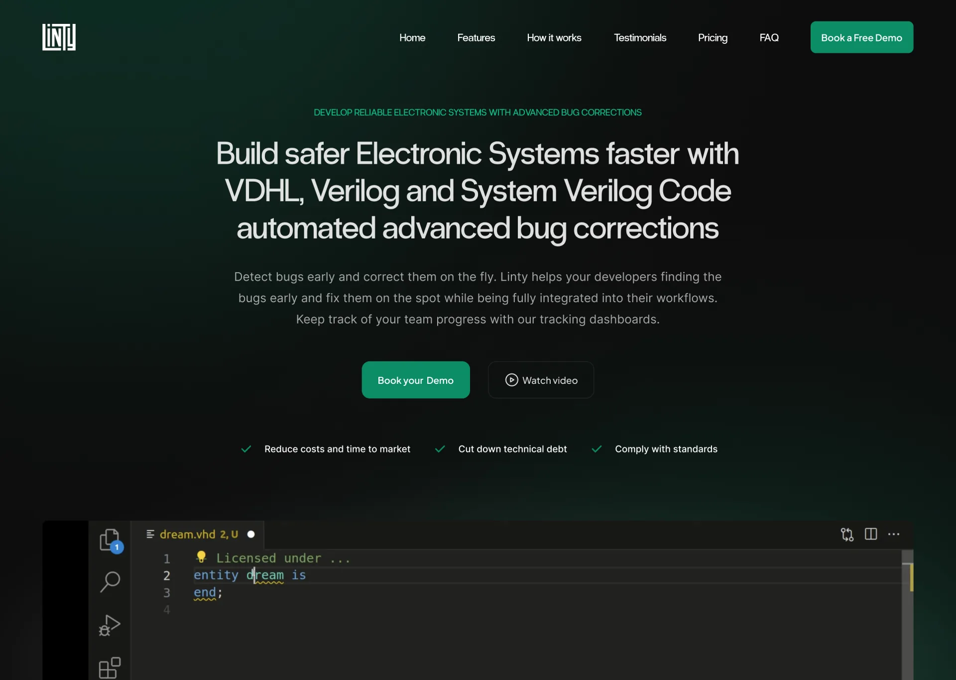 Linty — dark mode interface